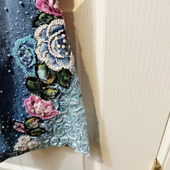 Sassy Thai Embellished Jeans with Ribbon & Beads - Picture 3 of 5